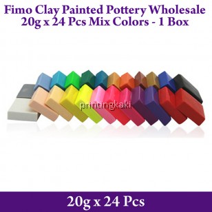 Fimo Clay Painted Pottery 20g X 24Pcs Mix Colors - 1 Box ( FCM-02 )
